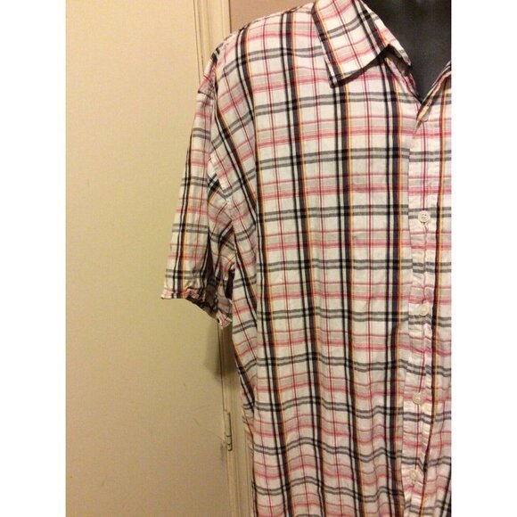 SouthPole Hexagon Product Short Sleeve Button Shirt Mens Size 5XL White Plaid - Picture 6 of 12